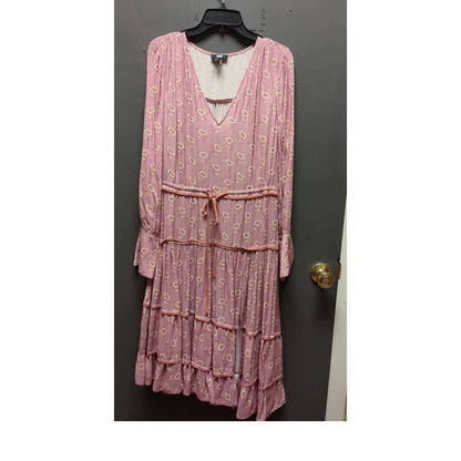 Paige Small Floral Pink dress Tiered Ruffled Boho Cottage Peasant cinch waist
