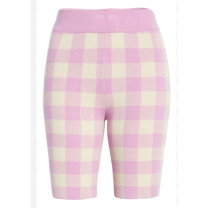 NWT BP. Pull On Bike Shorts in Purple Tulip Check Size Medium