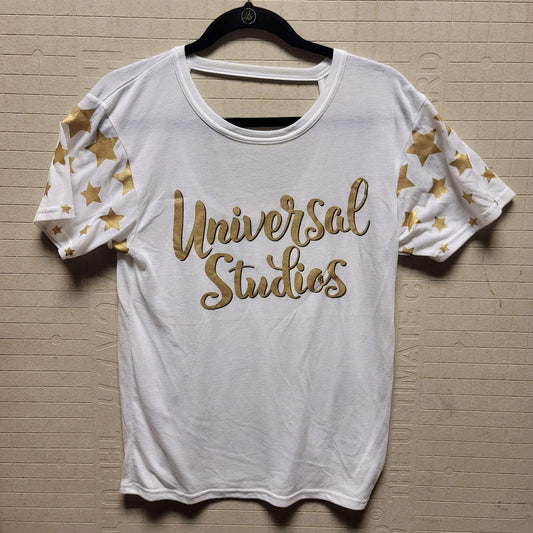 Universal Studios Size Small White Gold Stars Short Sleeve