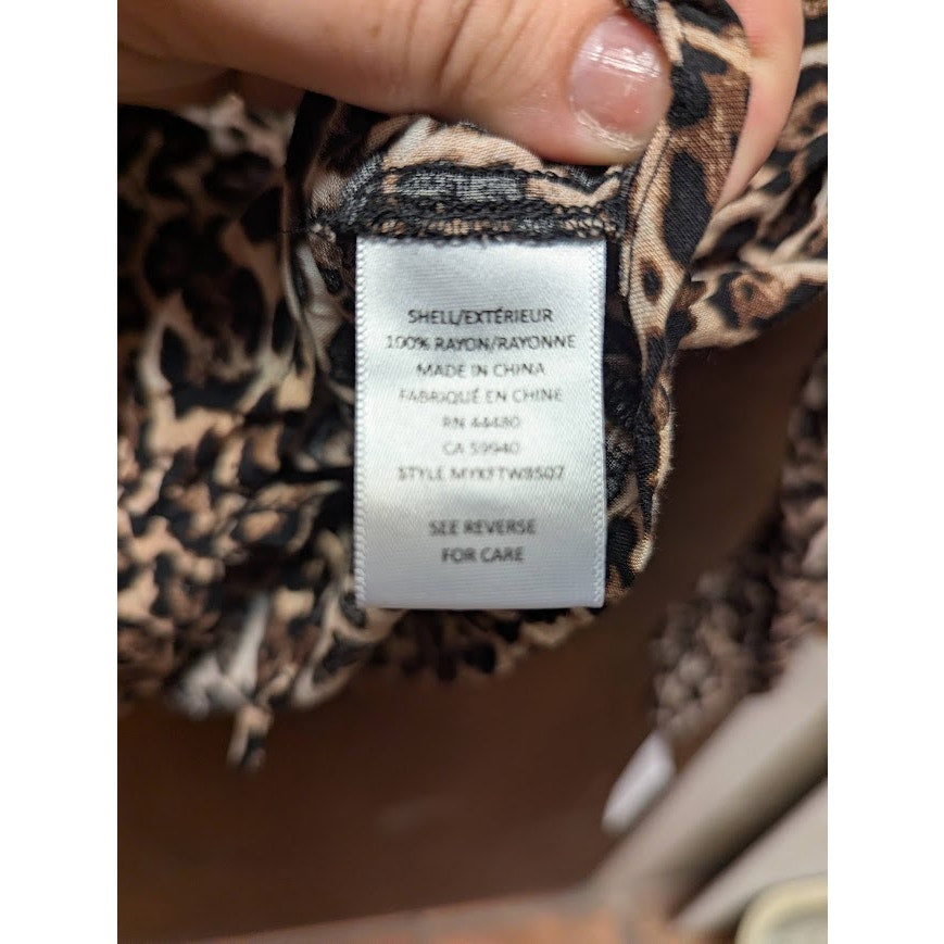 NEW Topshop Long Sleeve top Ruched Drawstring Center Leopard Print Size XS