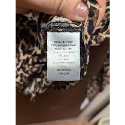 NEW Topshop Long Sleeve top Ruched Drawstring Center Leopard Print Size XS