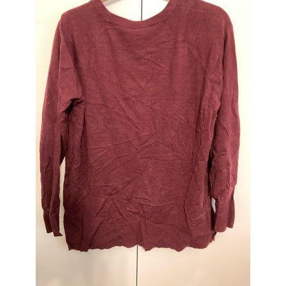 Bobeau Women's Classic V Neck Pullover Sweater Top Large Berry Red NWT High Low