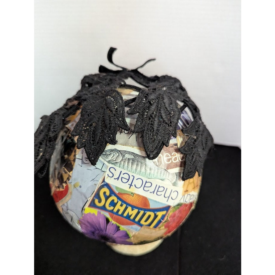 Vintage 50s Black Lace Whimsy Hat Velvet Bow Juliet Cap Noir Glam 40's 50's