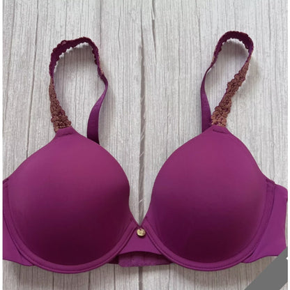 Natori Rose Dream Underwire T-Shirt Bra sIZE 32C in PURPLE/BOUQUET NWT