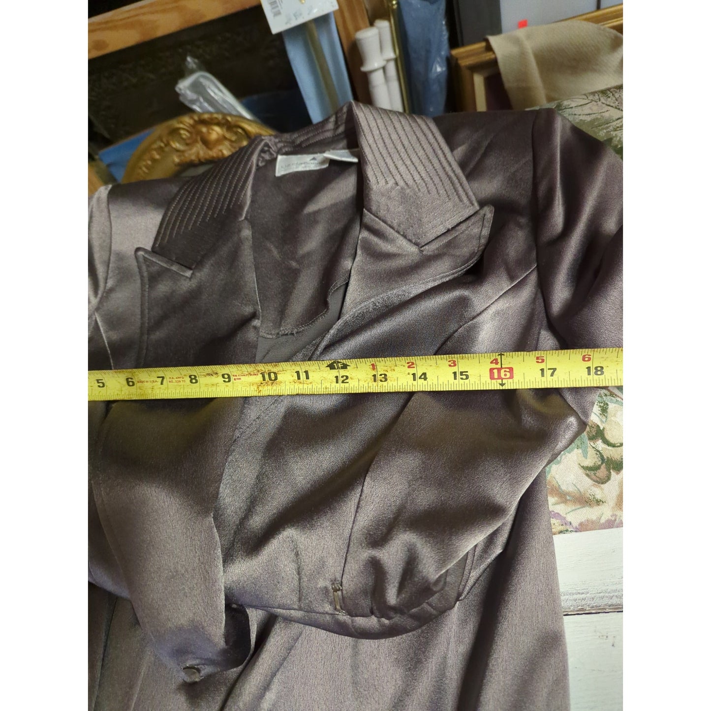 Liz Claiborne Vintage Shimmer Olive Green Jumpsuit Pantsuit Petite 6 Glam 1980s