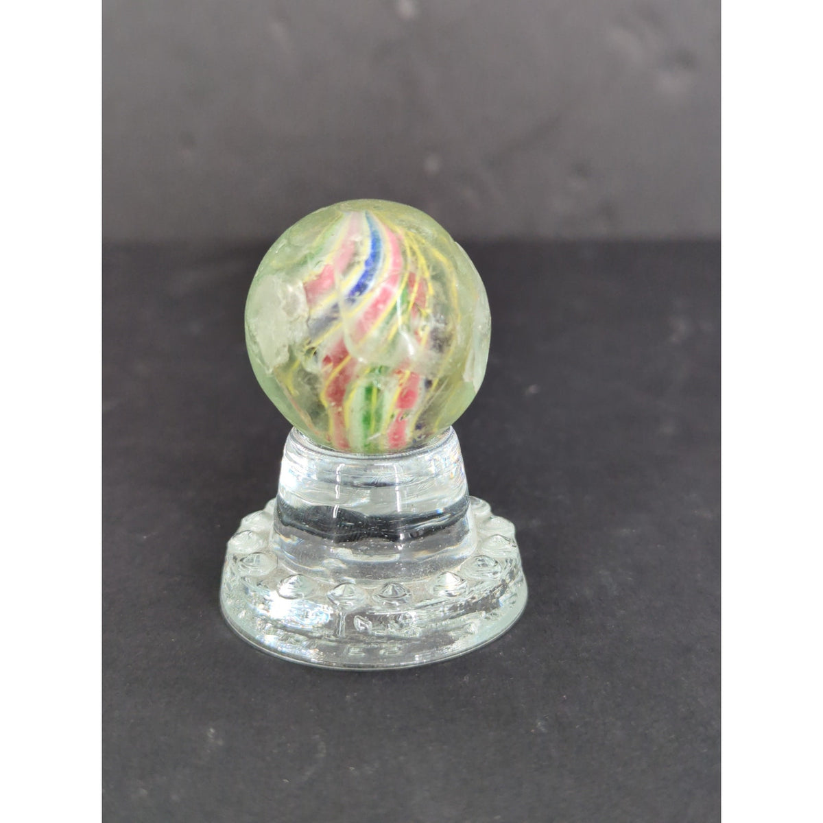 Antique German Handmade Glass Swirl Marble 1-1/4" Large Shooter Chippy AB2T