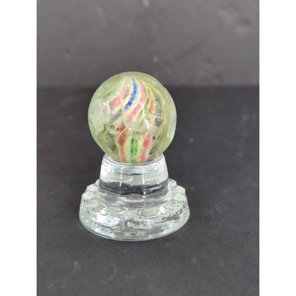 Antique German Handmade Glass Swirl Marble 1-1/4" Large Shooter Chippy AB2T