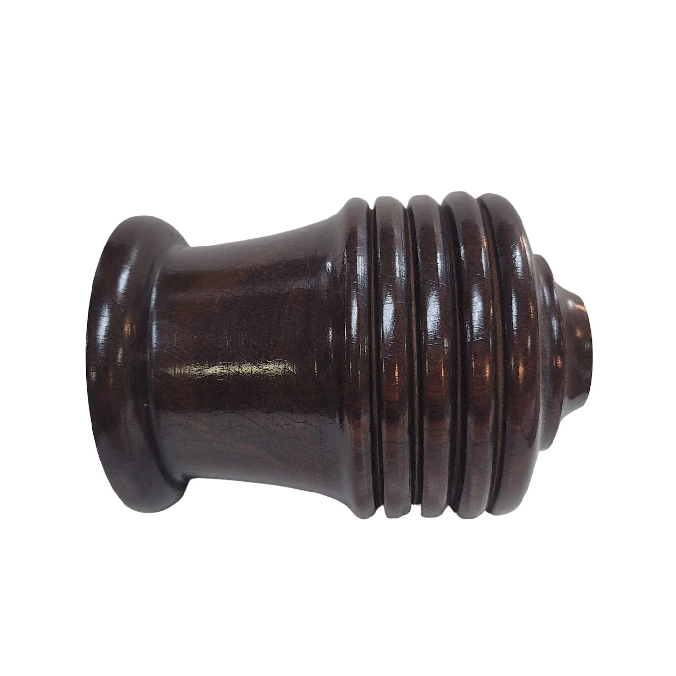 Hand turned black walnut vase heavy aged solid wood crackle varnish vessel