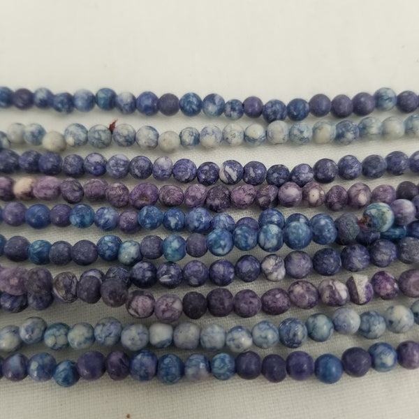 5 strands of round beads blue purple stones craft jewelry Making necklaces