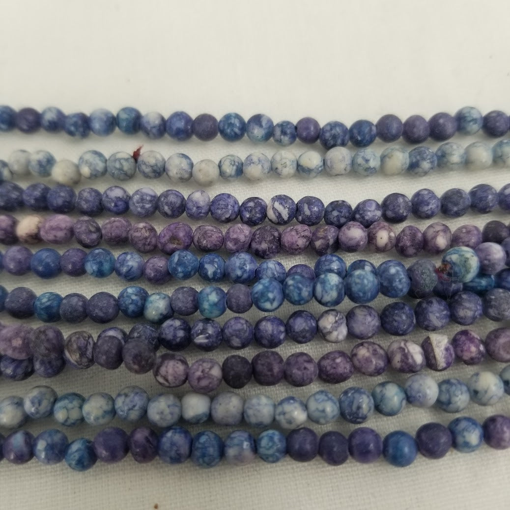 5 strands of round beads blue purple stones craft jewelry Making necklaces