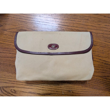 Vintage Hartman Canvas & Leather Trim Envelope Clutch Cosmetic Bag