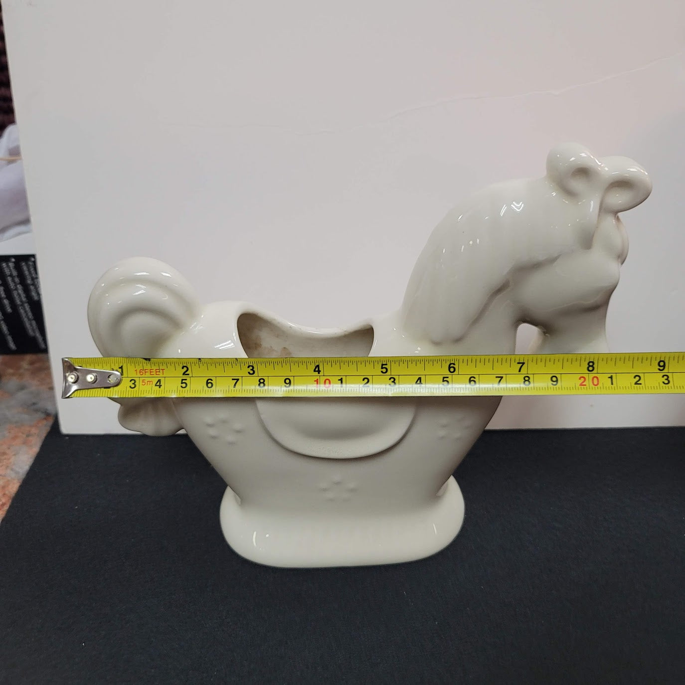 MCM HORSE  rocking vase cream planter Pony saddle reins mid century
