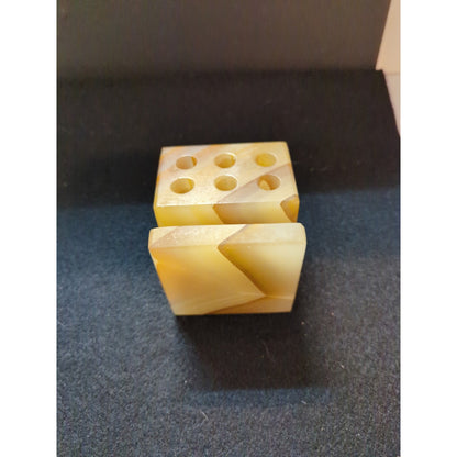 Vintage Carved Onyx Desk Organizer Pen Holder Letter Slot MCM  Office Kitsch