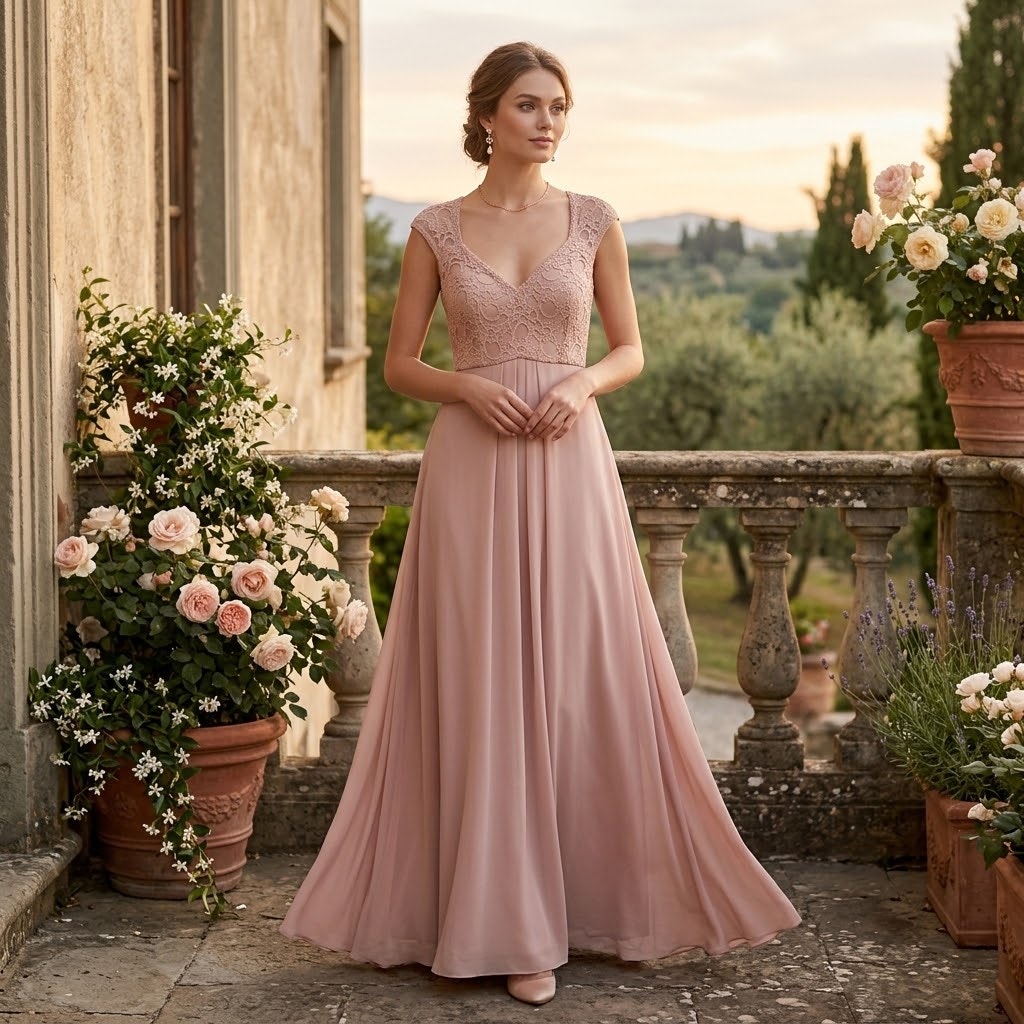 Mori Lee Madeline Gardner Chiffon Embroidered Princess Lace Dress Blush/Pink 14