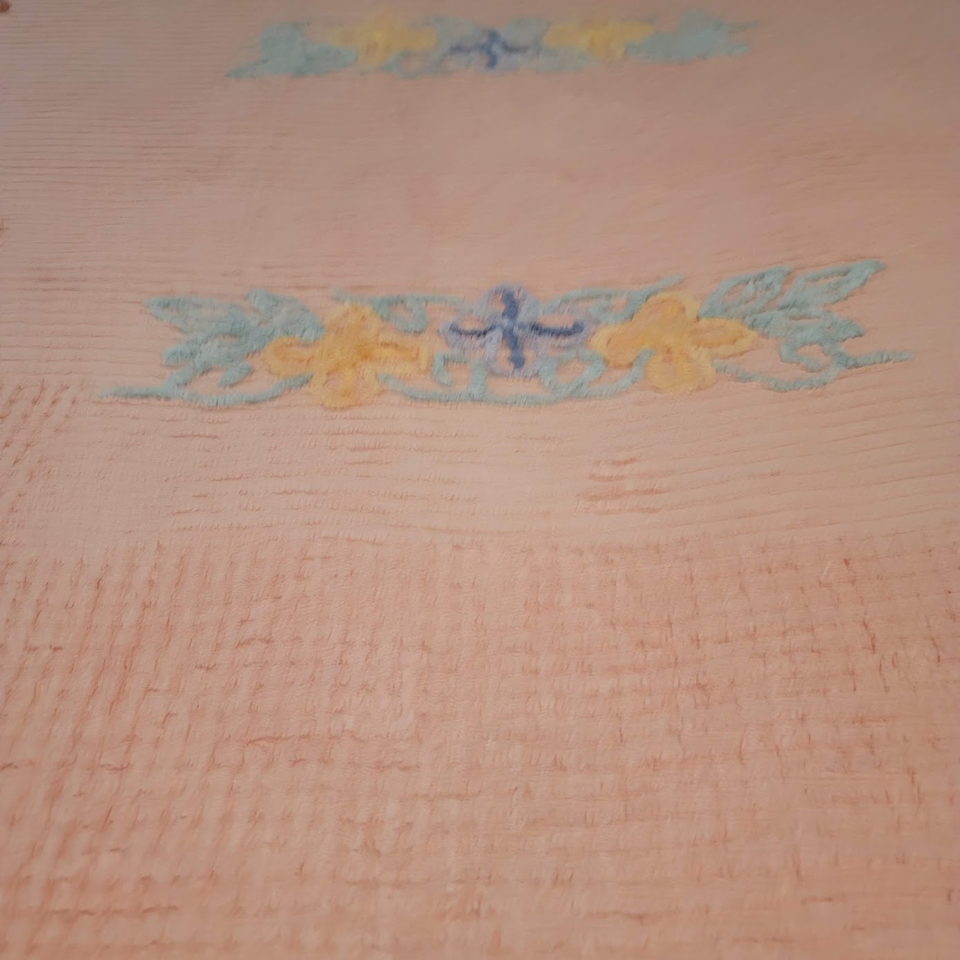 VINTAGE chenille queen coverlet flowers bedspread blanket Peach Blue Yellow