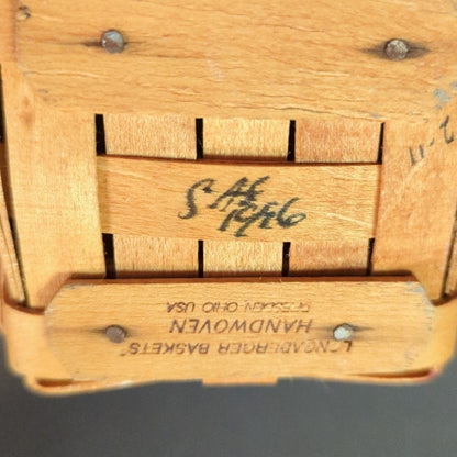 Vintage Longaberger Small Picnic Basket with Leather Handle Signed Dated 1996