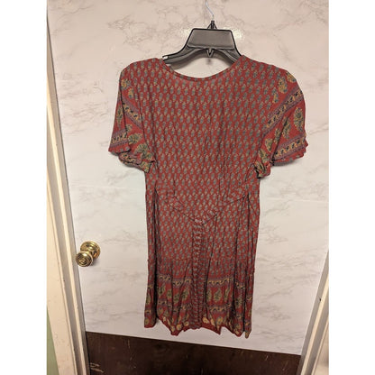 NEW $72 RAGA Avah Faux Wrap Mini Dress Small Anthropologie Boho wine multi