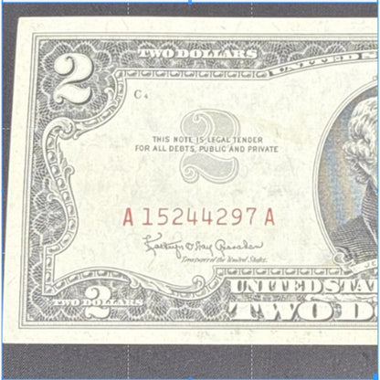 Paper Currency Bank Note USA Paper Money  $2 Series 1963 red seal