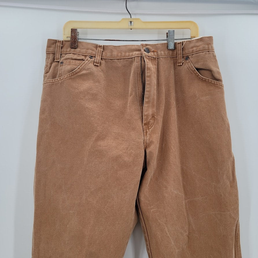 Dickies Stretch Denim Relaxed Fit Straight Leg Carpenter Pant Tan 38 X 32