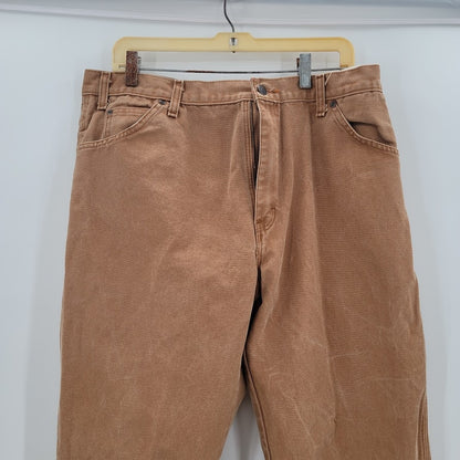 Dickies Stretch Denim Relaxed Fit Straight Leg Carpenter Pant Tan 38 X 32