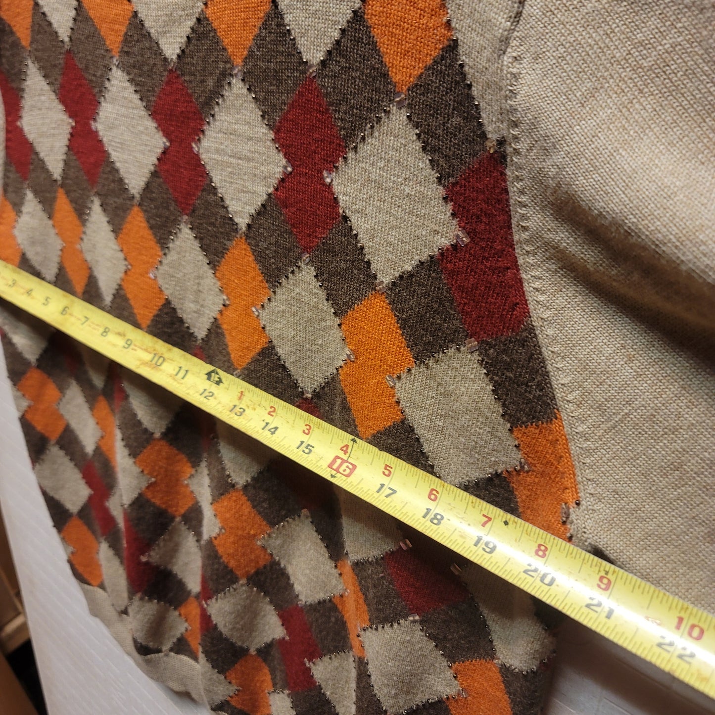 Vintage alfred dunner sweater crew neck argyle print womens Large long sleeve