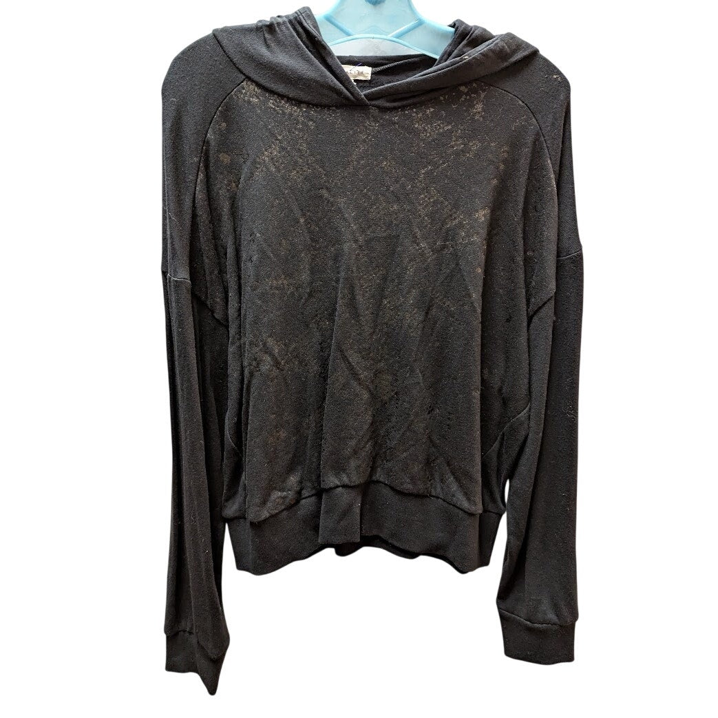 Socialite Women's Black Lightweight Foil Knit Hoodie NWT Size Medium Activewear