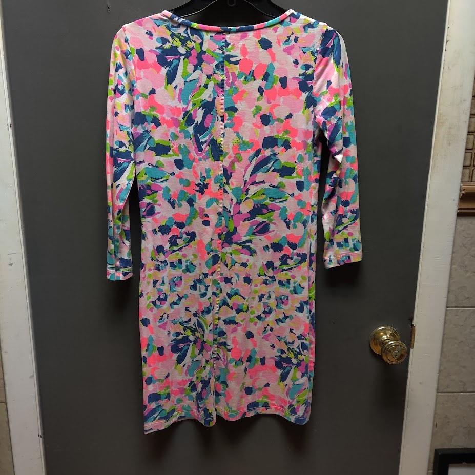 Lilly Pulitzer Beacon Dress Pina Colada Club Pima Cotton Shift Cruise XS
