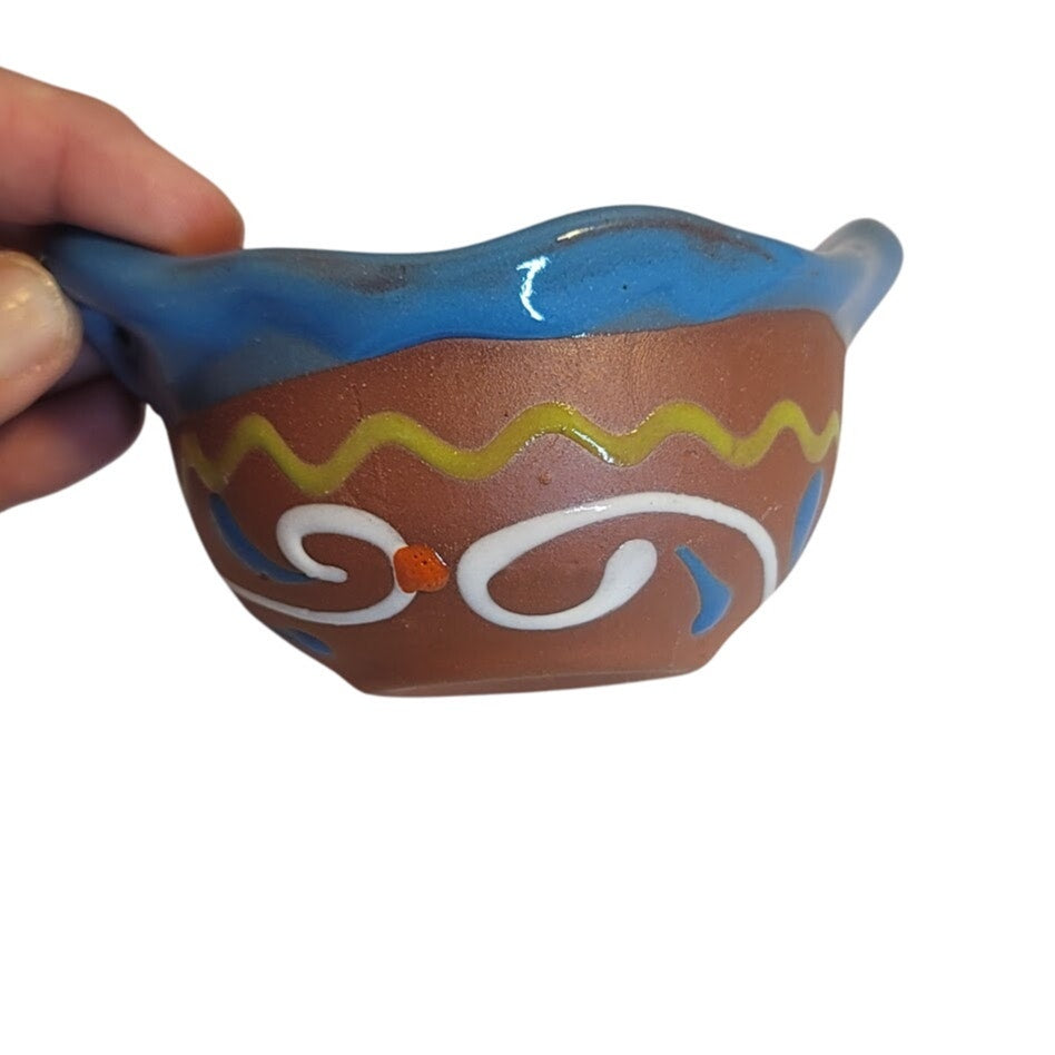 Handpainted Talavera Mexican Pottery Clay Salsa Bowl Cazuelita Salsera Sauce 4"
