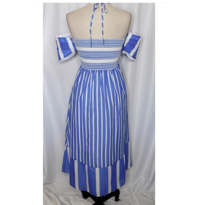 TANYA TAYLOR Celina Smocked Striped Color block Midi Dress Smocking 2 / xs NEW