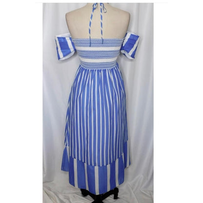 TANYA TAYLOR Celina Smocked Striped Color block Midi Dress Smocking 2 / xs NEW