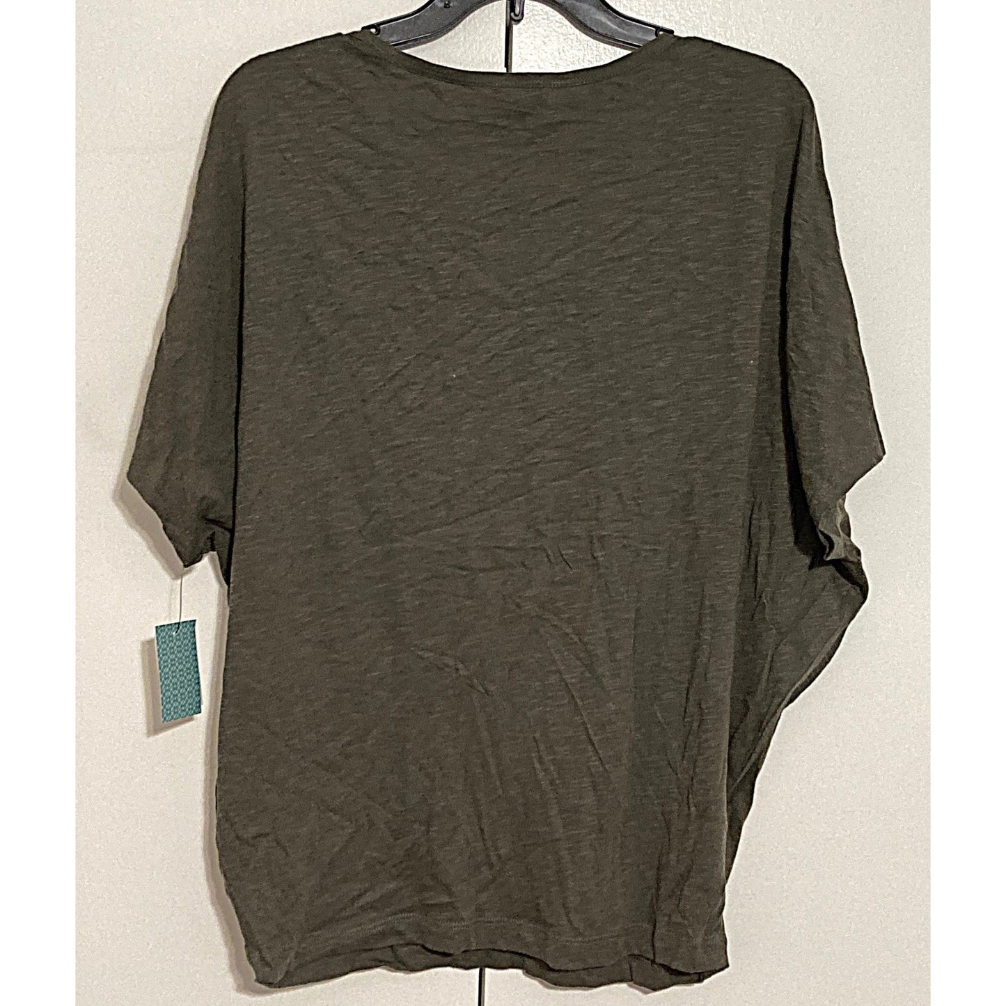 NWT Susina Slub Knit V-Neck Batwing Sleeve Pullover Top Sz Large in Grey Beluga