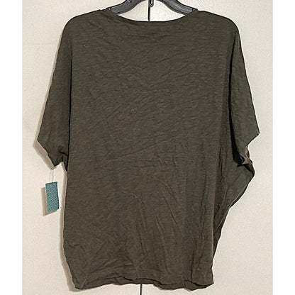 NWT Susina Slub Knit V-Neck Batwing Sleeve Pullover Top Sz Large in Grey Beluga