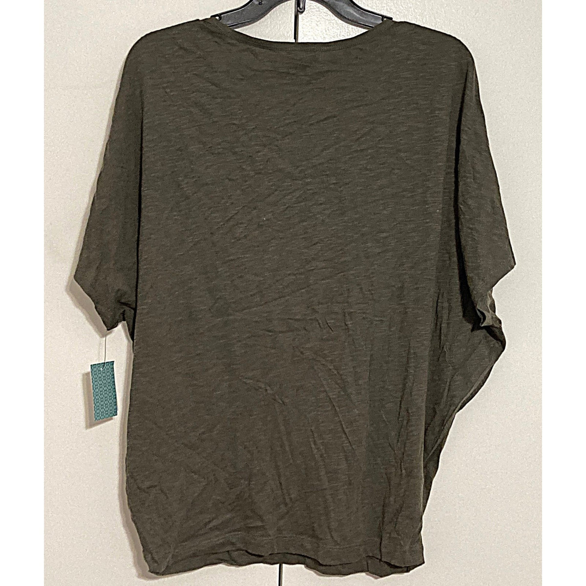 NWT Susina Slub Knit V-Neck Batwing Sleeve Pullover Top Sz Large in Grey Beluga