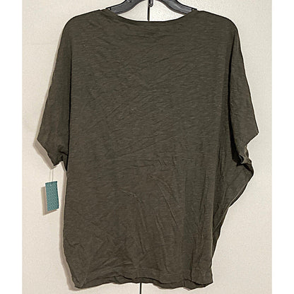NWT Susina Slub Knit V-Neck Batwing Sleeve Pullover Top Sz Large in Grey Beluga