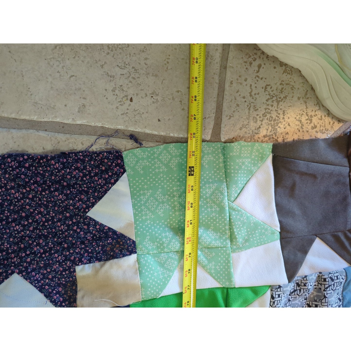 Vintage 70s Mixed Calico Star Patchwork Unfinished Quilt Top - 69" x 86" Project