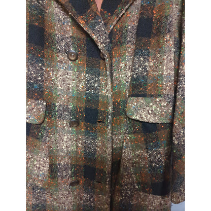 Vintage 1960s Wool Longline Coat nubby tweed texture X-Large Statement
