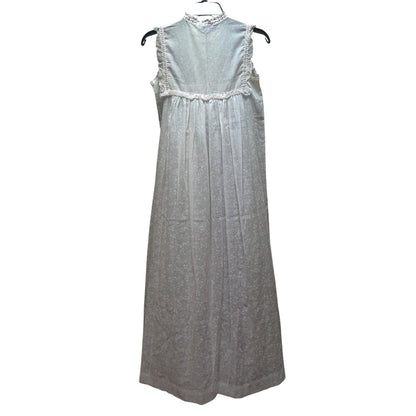 Vintage Christian Dior Blue Cotton Blend Eyelet Nightgown Small Luxury Boudoir