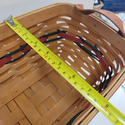 Longaberger basket brown red blue stars handles oblong double handle 11"