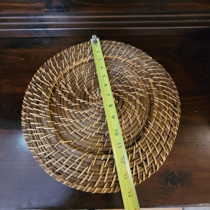 Set 6 Wicker Rattan Plate Chargers 13.75" Round Boho Rustic Farmhouse Placements