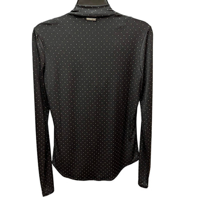 Michael Michael Kors Studded Cowl Neck Top Medium Black Long Sleeve Blouse