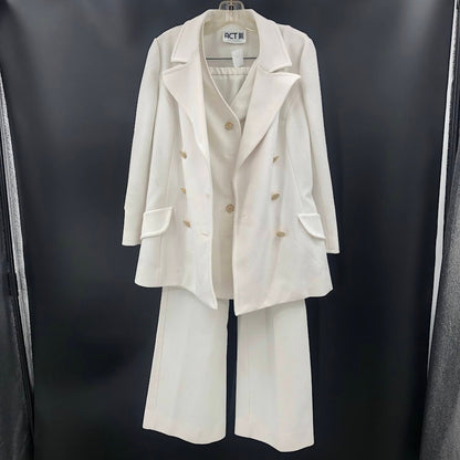 Act III Vintage White Polyester 3Piece Suit Pants Jacket Vest Combo Med/Large