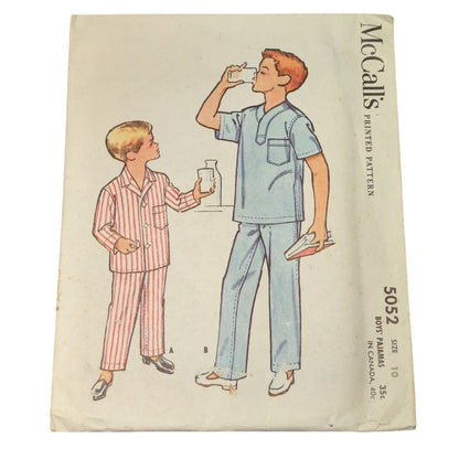 McCalls 5052 Vintage Sewing Pattern Size 10 Boys Pajamas