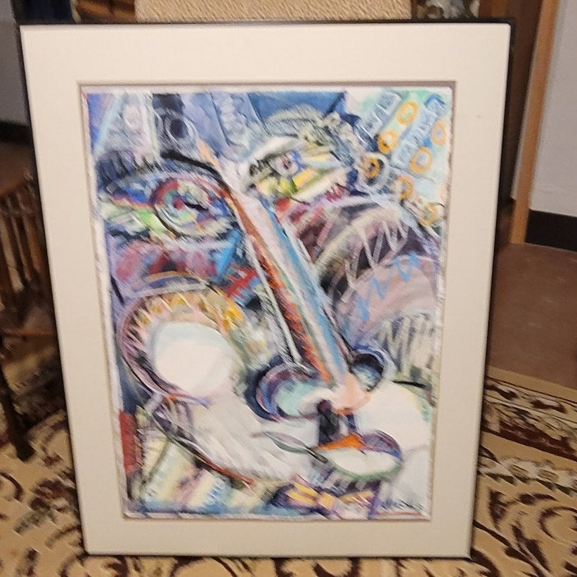 Mark Vranesh Original Abstract '91 Neo-Brutalist Face 30" x 22 Fusion Watercolor