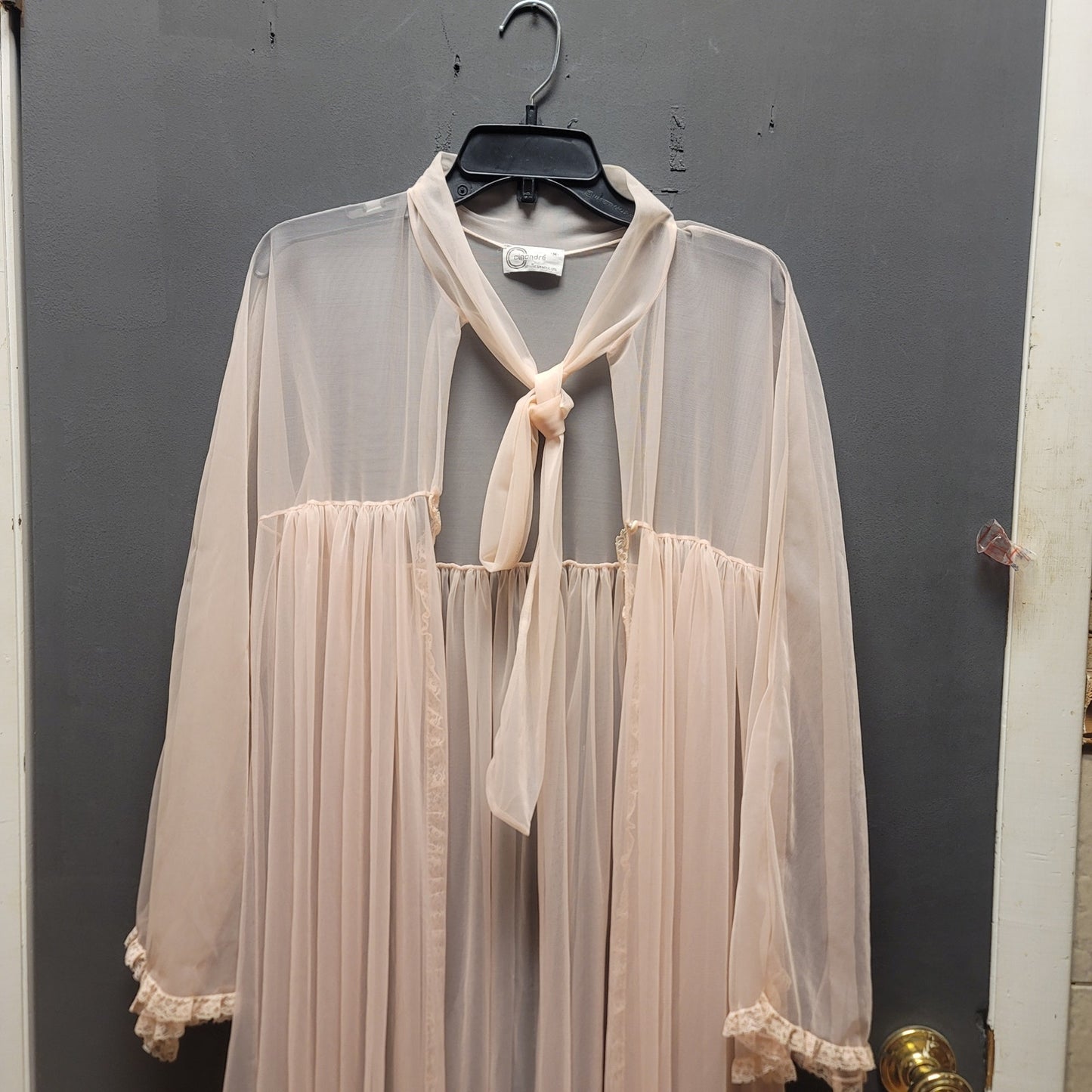 Cinandre' Medium Vintage Peignot pink Leisure Lingerie chiffon Sheer 50s Glam