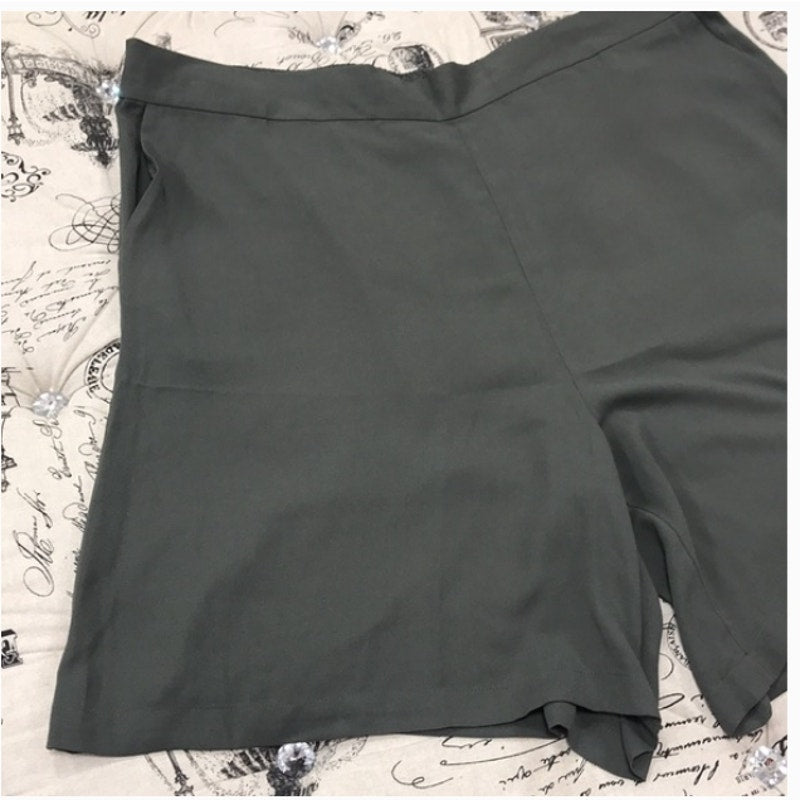 Halogen black wide leg flat front dress shorts pockets elastic waist sheers XL