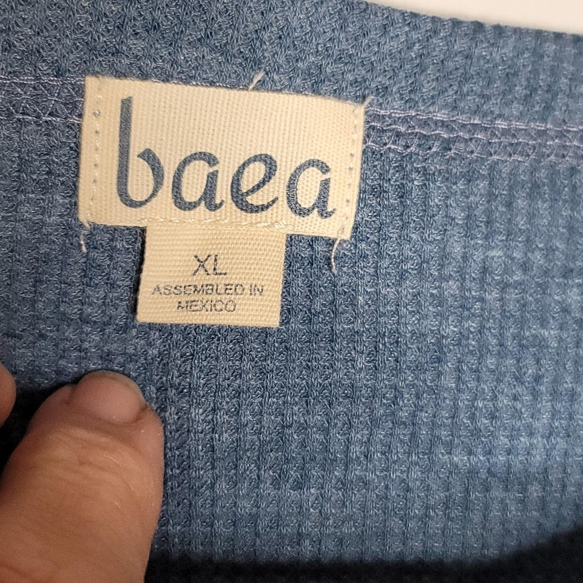 BAEA new small thermal shirt top blouse textured blue bell long sleeve Casual