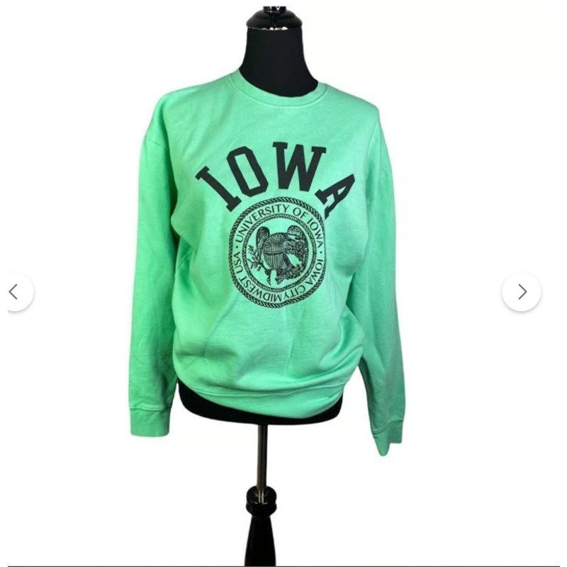 Topshop Iowa University Hawkeyes Green Sweatshirt MEDIUM NEW long sleeve black