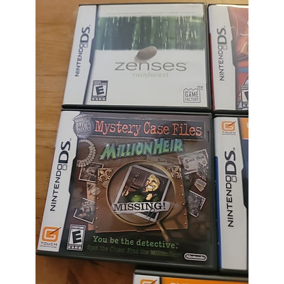 3ds Game Lot ZENSES, SCRABBLE, BRAIN AGE 2, CROSSWORDS, MYSTERY CASE MILLIONHEIR