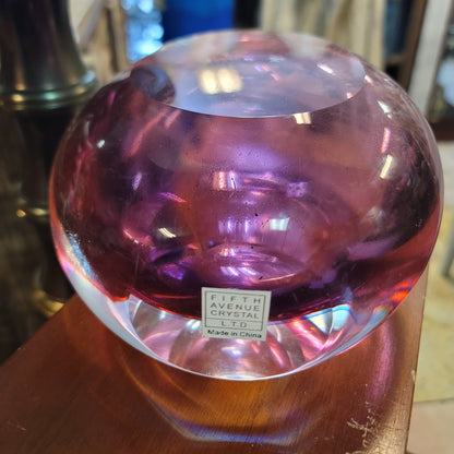 Fifth Avenue Crystal Sommerso Art Glass Vase purple gradation blue Heavy 7"