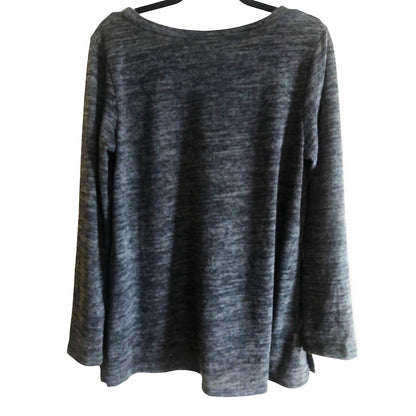 Forgotten Grace Brushed Hacci Pullover Tunic Top Sz LARGE in Dark Charcoal NWT